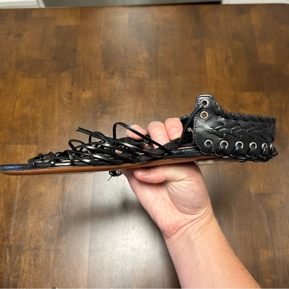 Never worn Alaia Black Whipstitch Leather Flat Sandal Size EU 38.5 or U.S. 8 - Picture 12 of 14